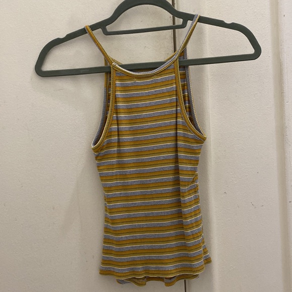 a’gaci High Neck Yellow Striped Tank Top - Picture 2 of 3